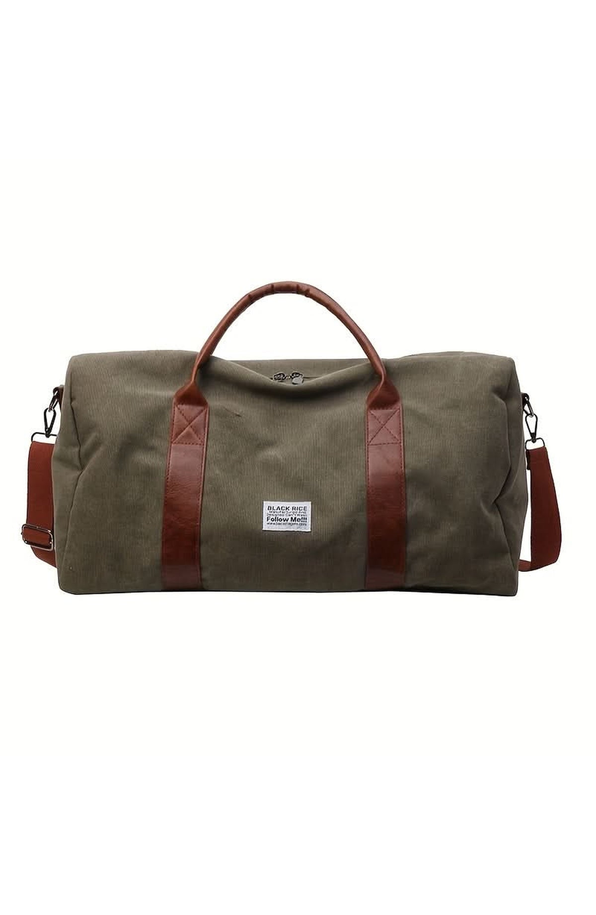 Washed Canvas Duffel Bag with Leather-Look Handles