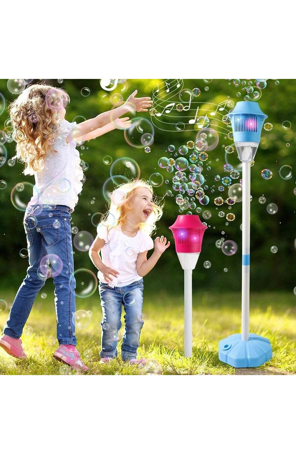 Automatic Bubble Machine with Adjustable Height Pole