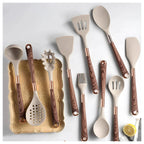 Silicone Utensil Set with Wood and Copper Handles