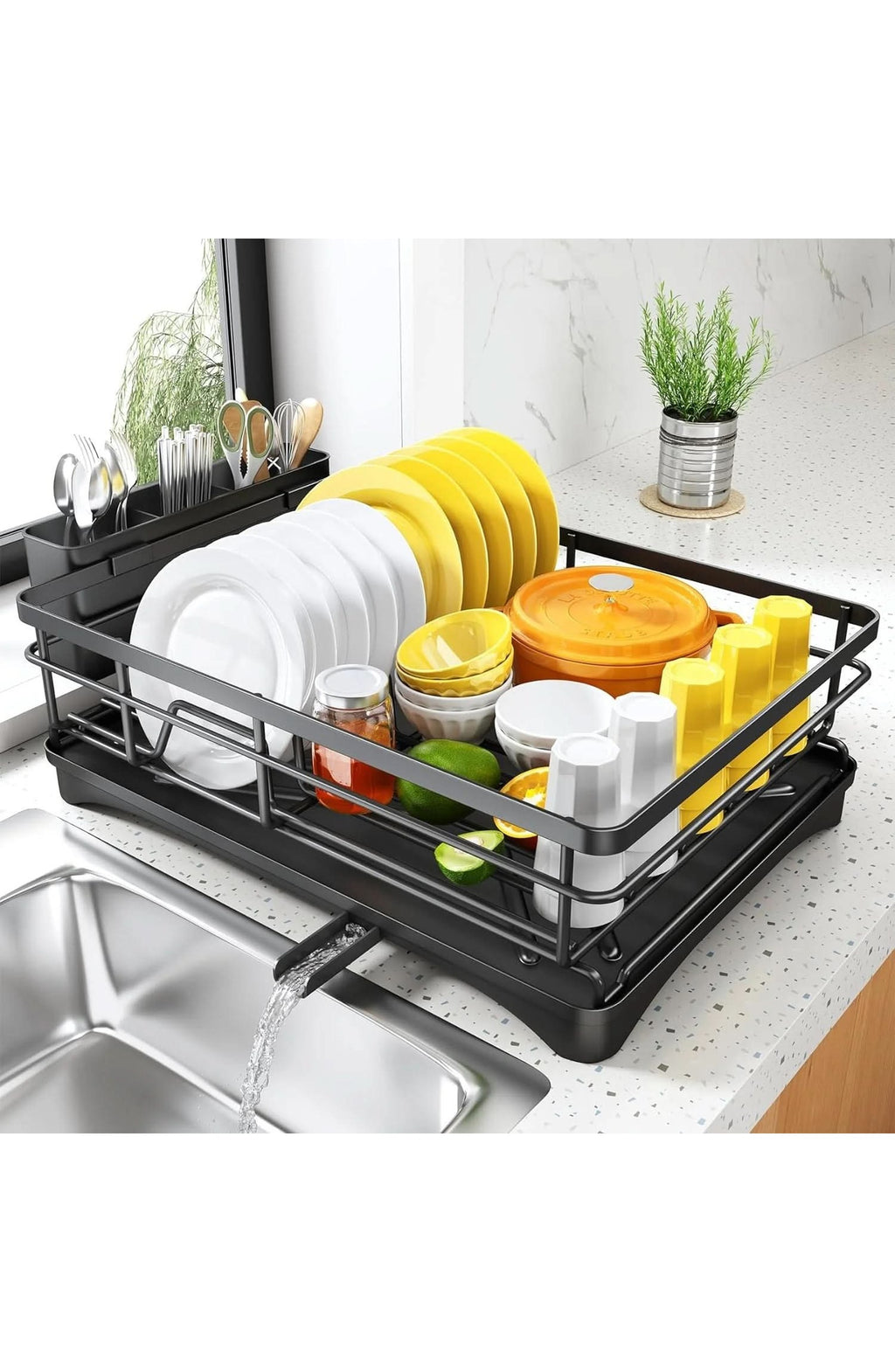 Stainless Steel Dish Rack with Drainboard