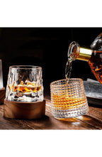 Spinning Whisky Glass with Wooden Coaster