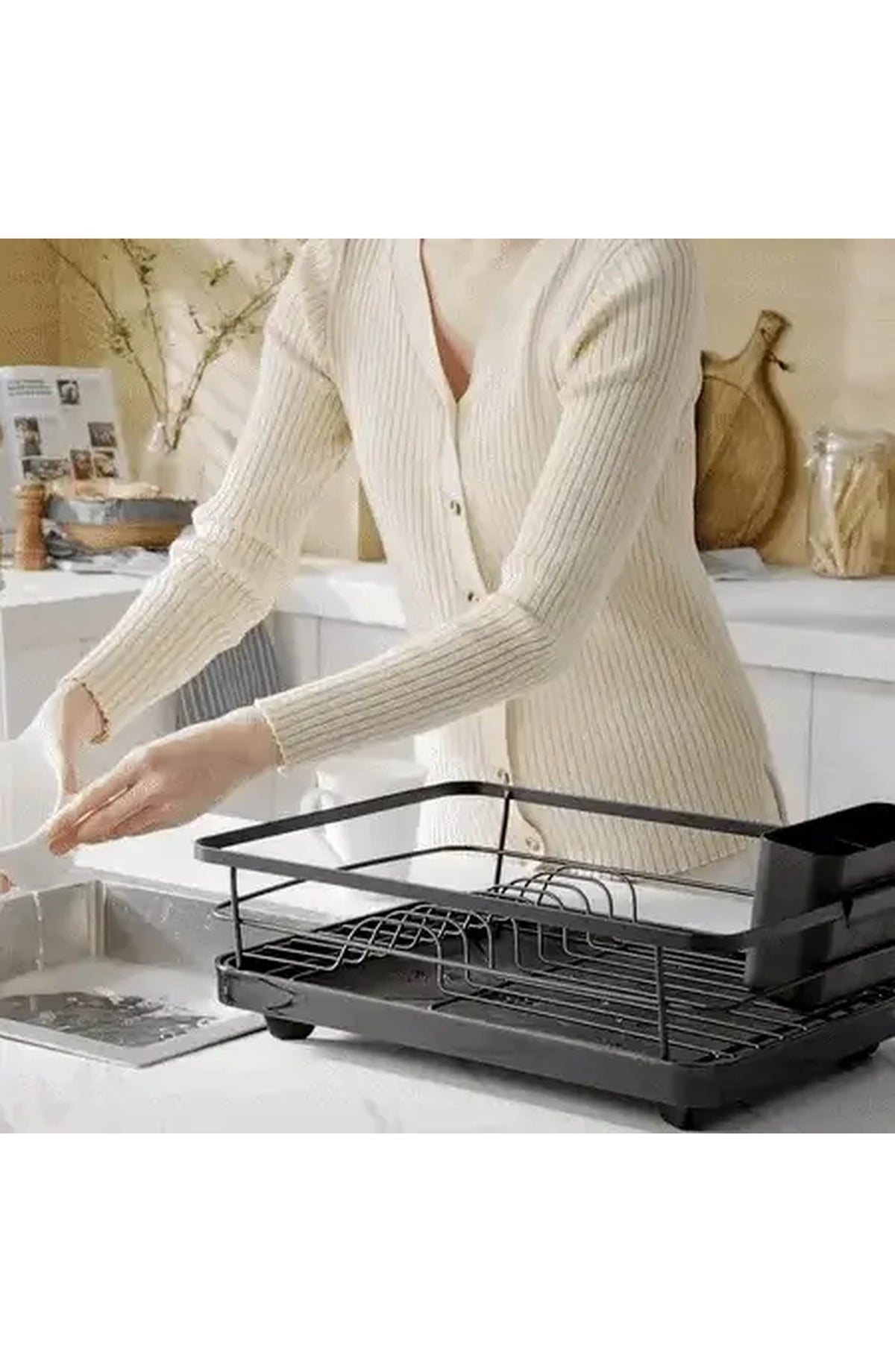 Stainless Steel Dish Rack with Drainboard