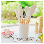 12 Piece Silicone Utensil Set with Bamboo Handles