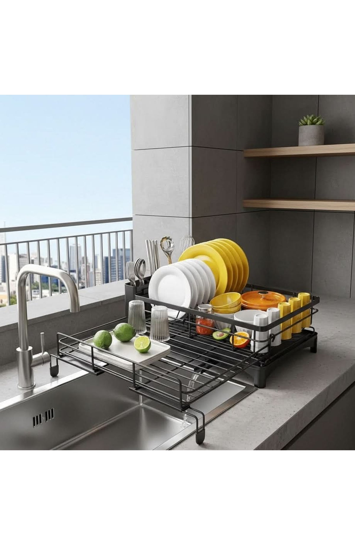 Stainless Steel Dish Rack with Drainboard