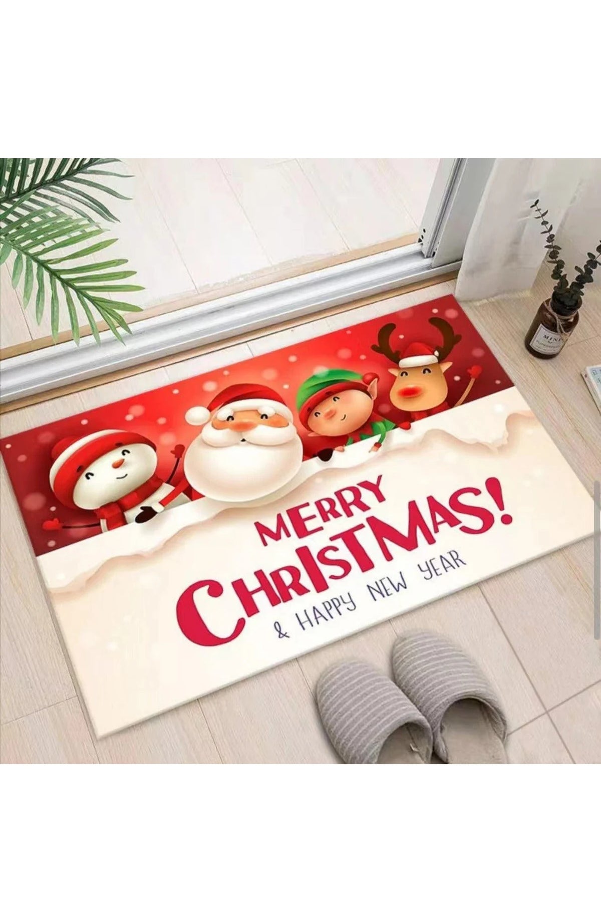 Christmas Door Mat with Santa and Friends