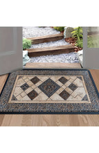 Machine Washable Door Mat with Geometric Border