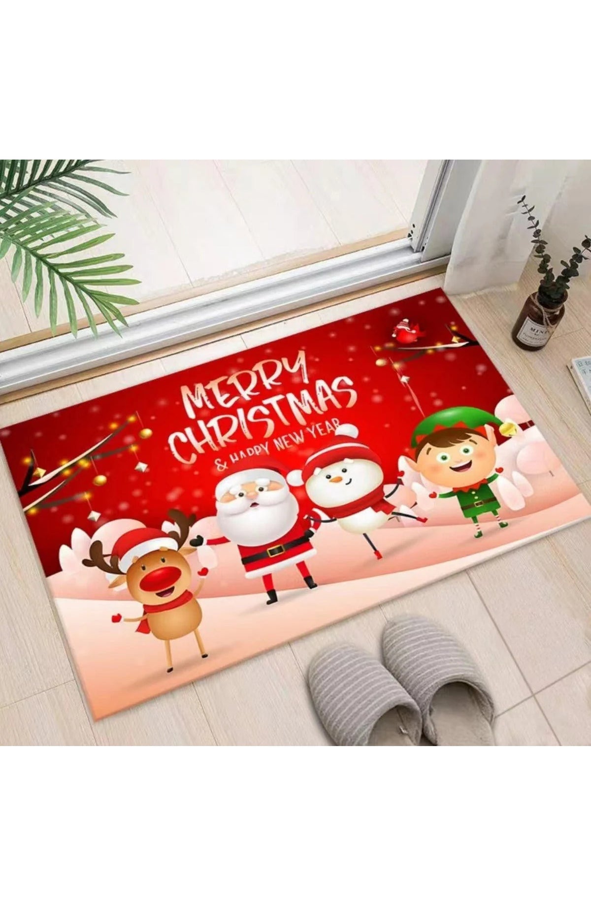 Christmas Door Mat with Santa and Friends