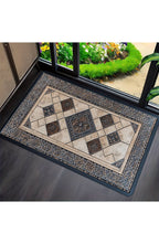 Machine Washable Door Mat with Geometric Border