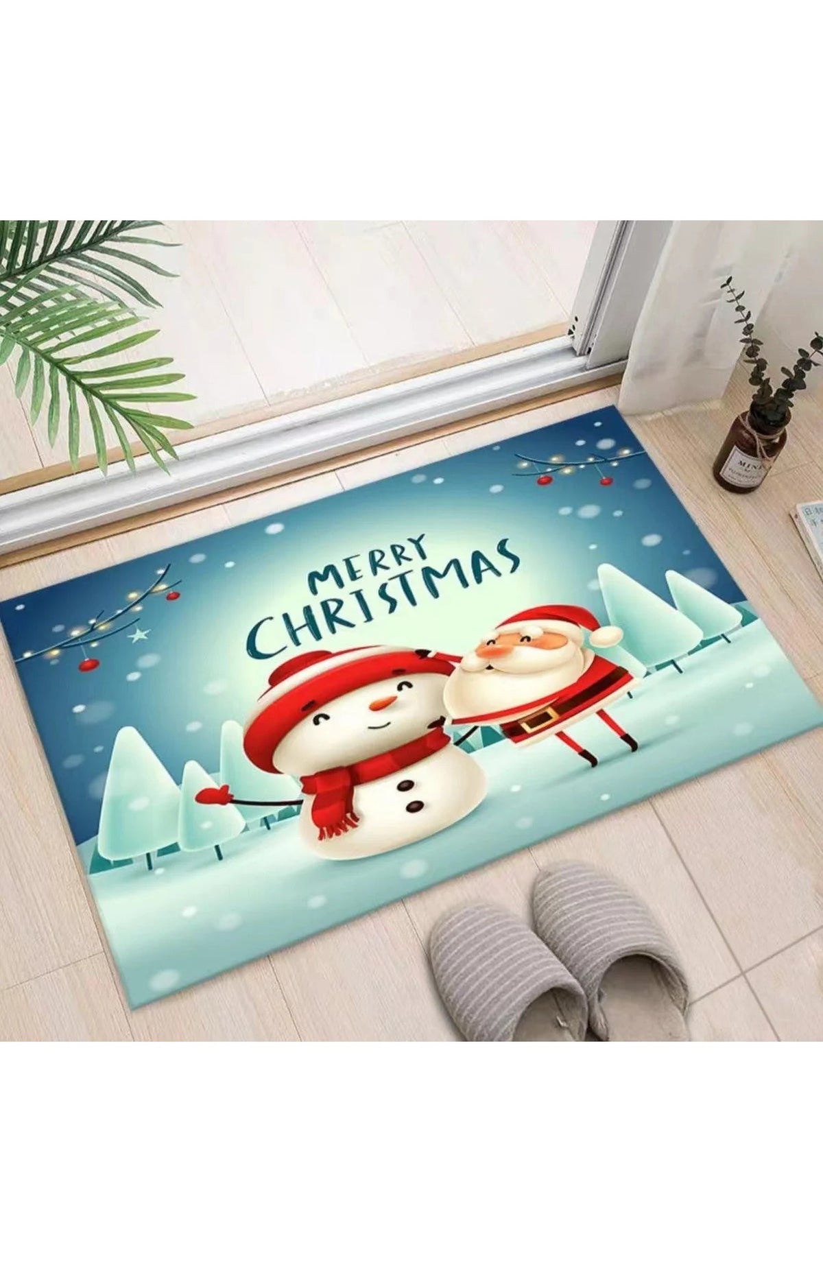 Christmas Door Mat with Santa and Friends