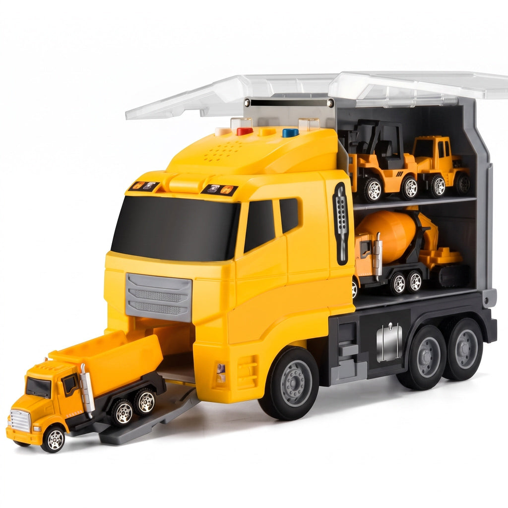 Transporter Truck Toy with Six Construction Vehicles