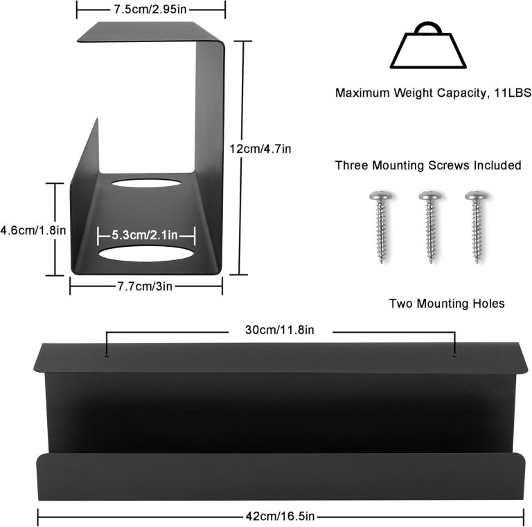 Sturdy Metal Under Desk Cable Management Tray – 16.5 Inch, Black 1 Pack